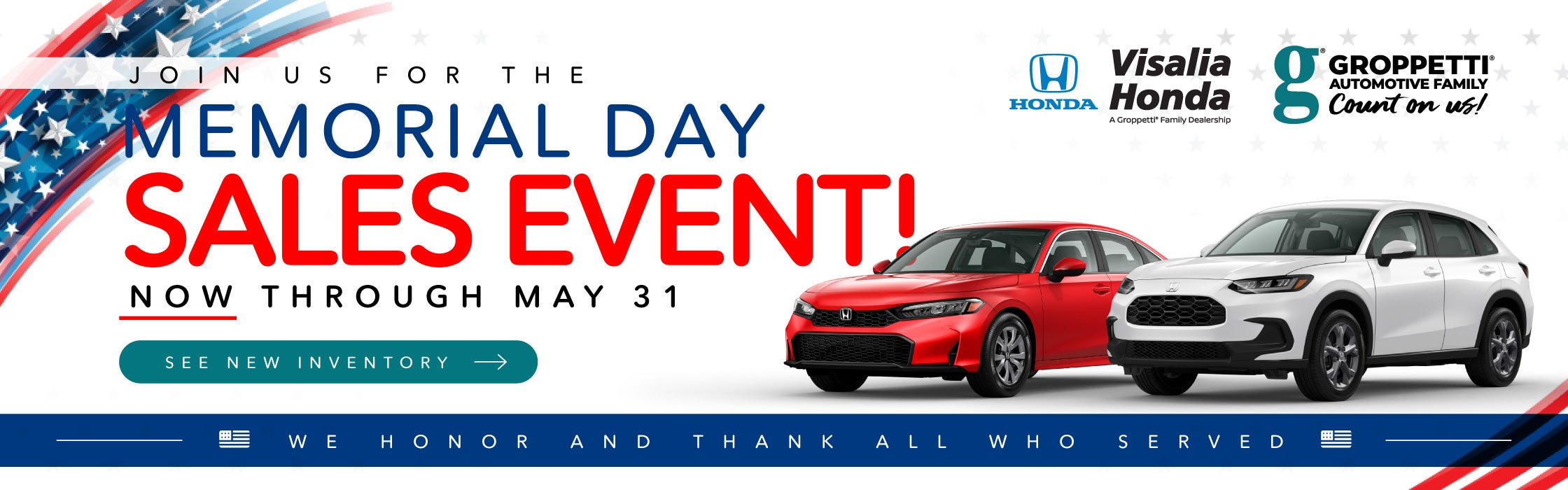 Memorial Day Sales Event! Now at Visalia Honda!